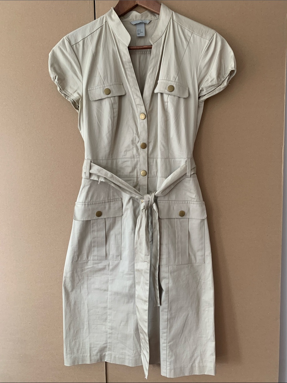 H&M Cream Utility Shirt Dress with Belt